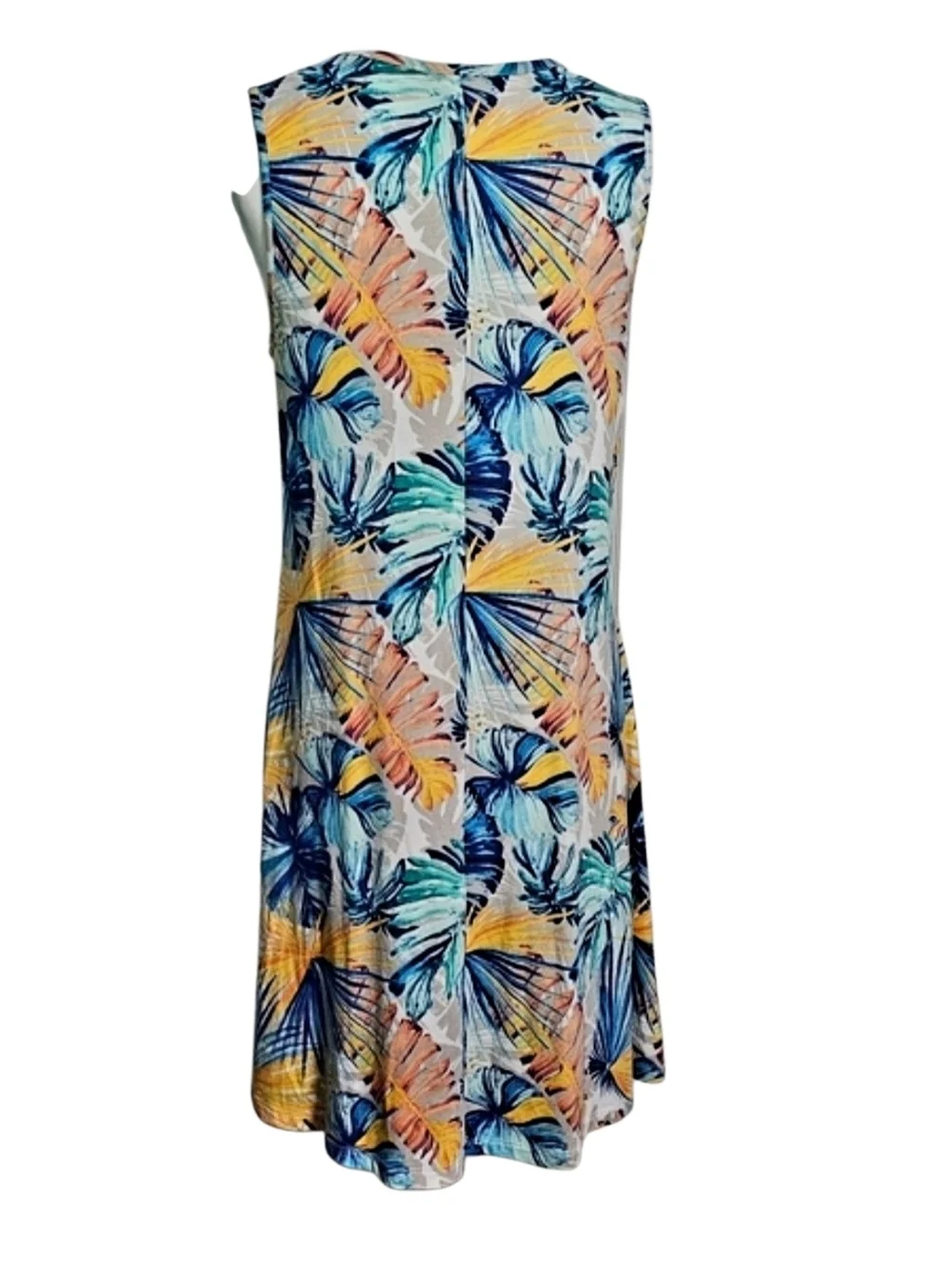 Chico's Rayon Tropical Print Sleeveless Knee Length Dress Summer Vacation Sz 0